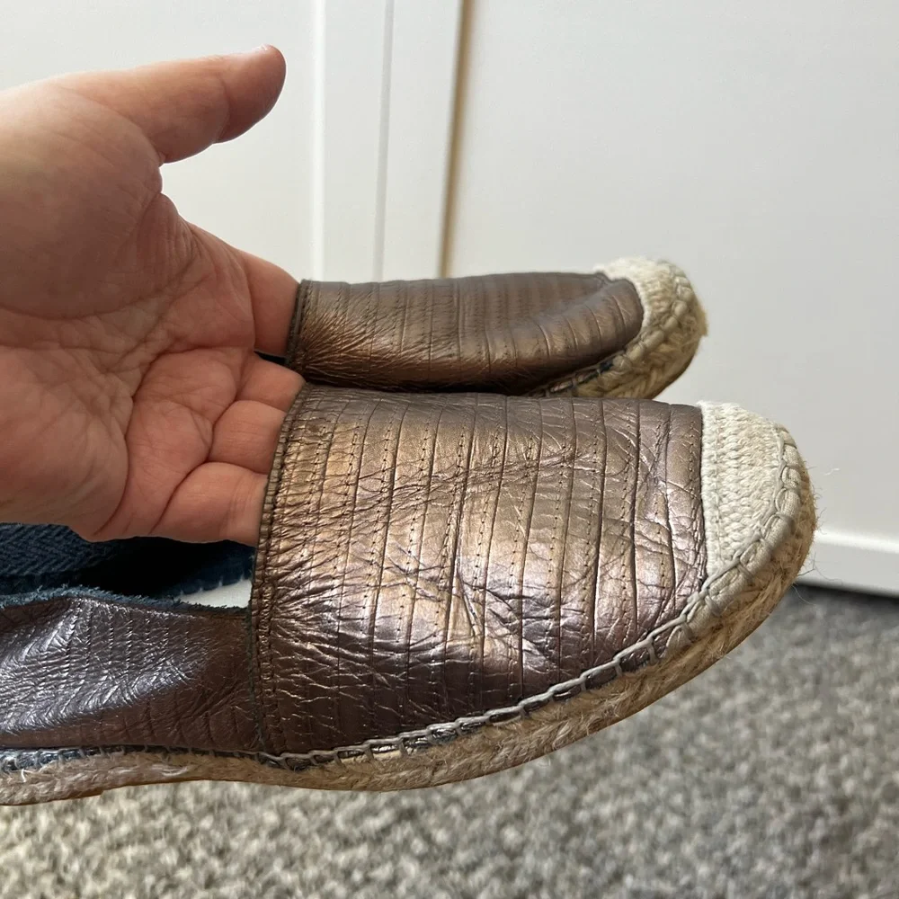 FABIOLAS‎ Women’s Rose Gold Leather Espadrilles Shoes Size EU 38